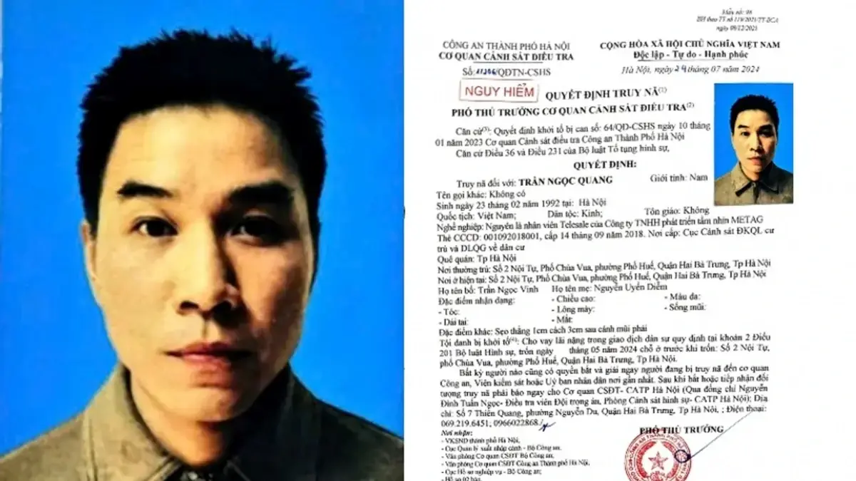 Truy nã đối tượng cho vay nặng lãi qua App CashVN